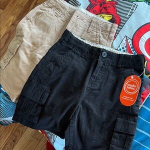 Wonder Nation Kids Cargo Shorts - Black and Beige